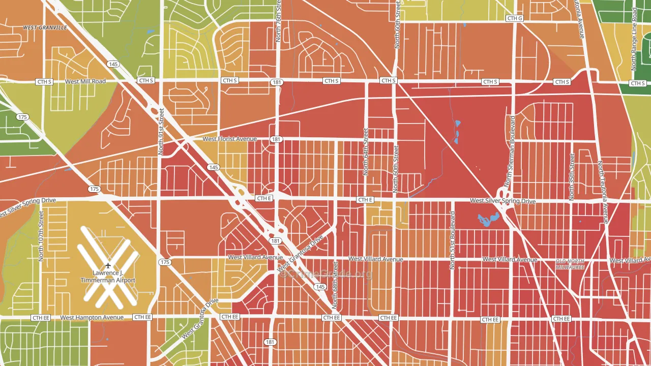 Silver Spring, Milwaukee, WI Map of Burglary Rates
