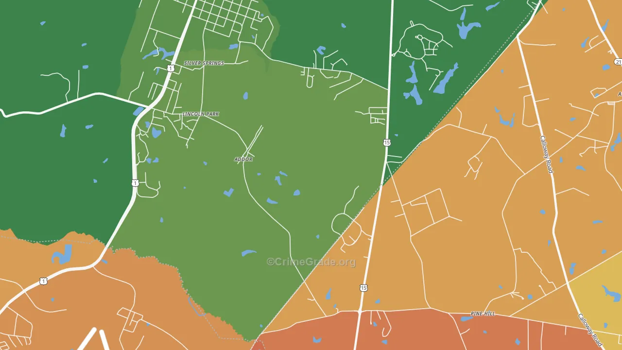 Silver Spring, NC Map of Burglary Rates