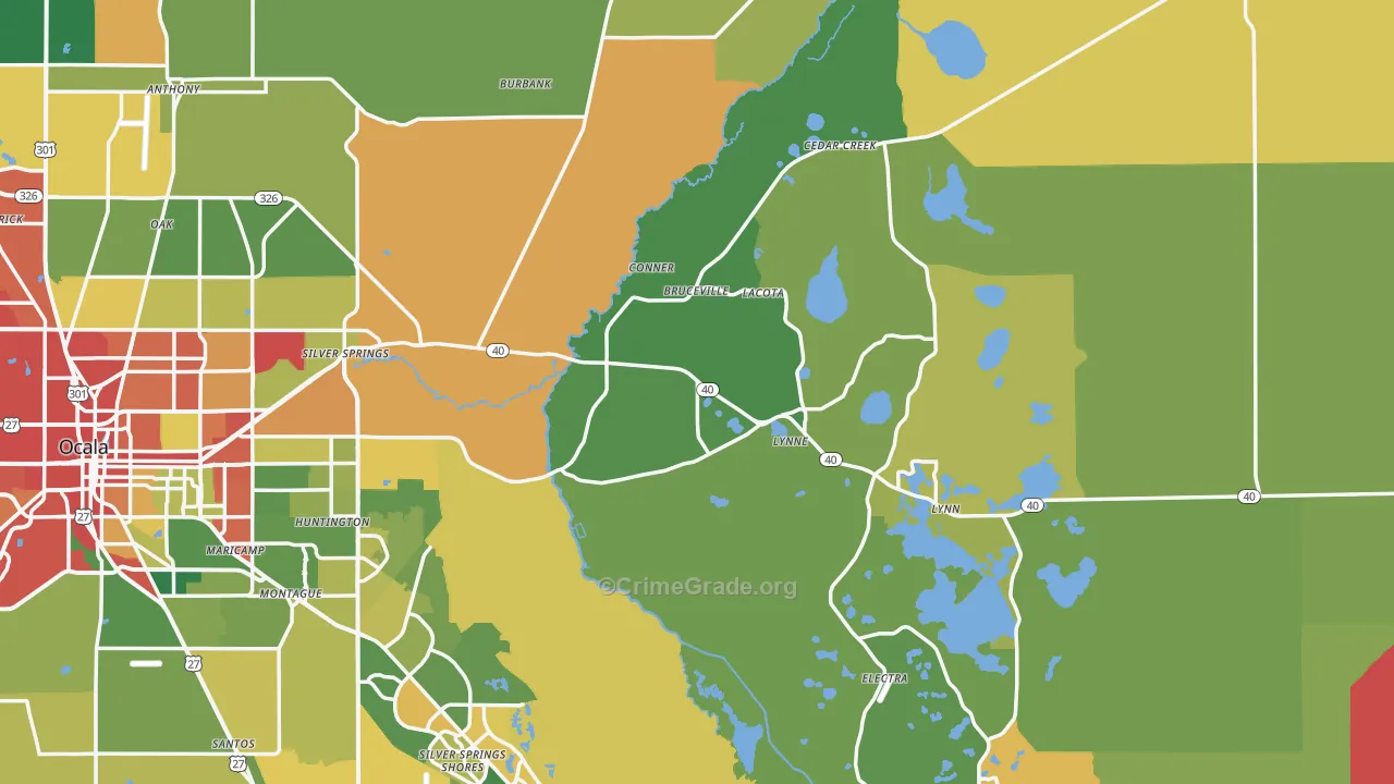 Silver Springs, FL Map of Burglary Rates
