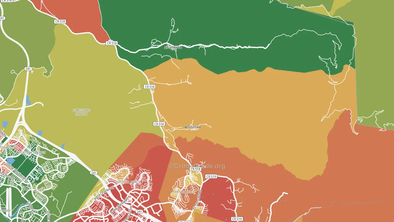 Silverado, CA Map of Burglary Rates