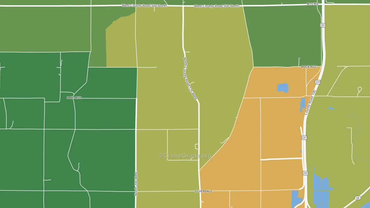 Silverdale, IN Map of Burglary Rates