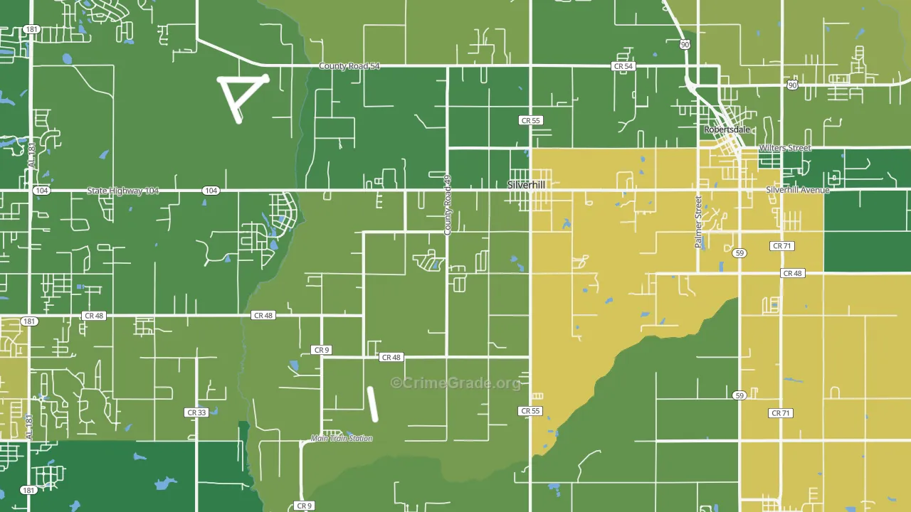 Silverhill, AL Map of Burglary Rates