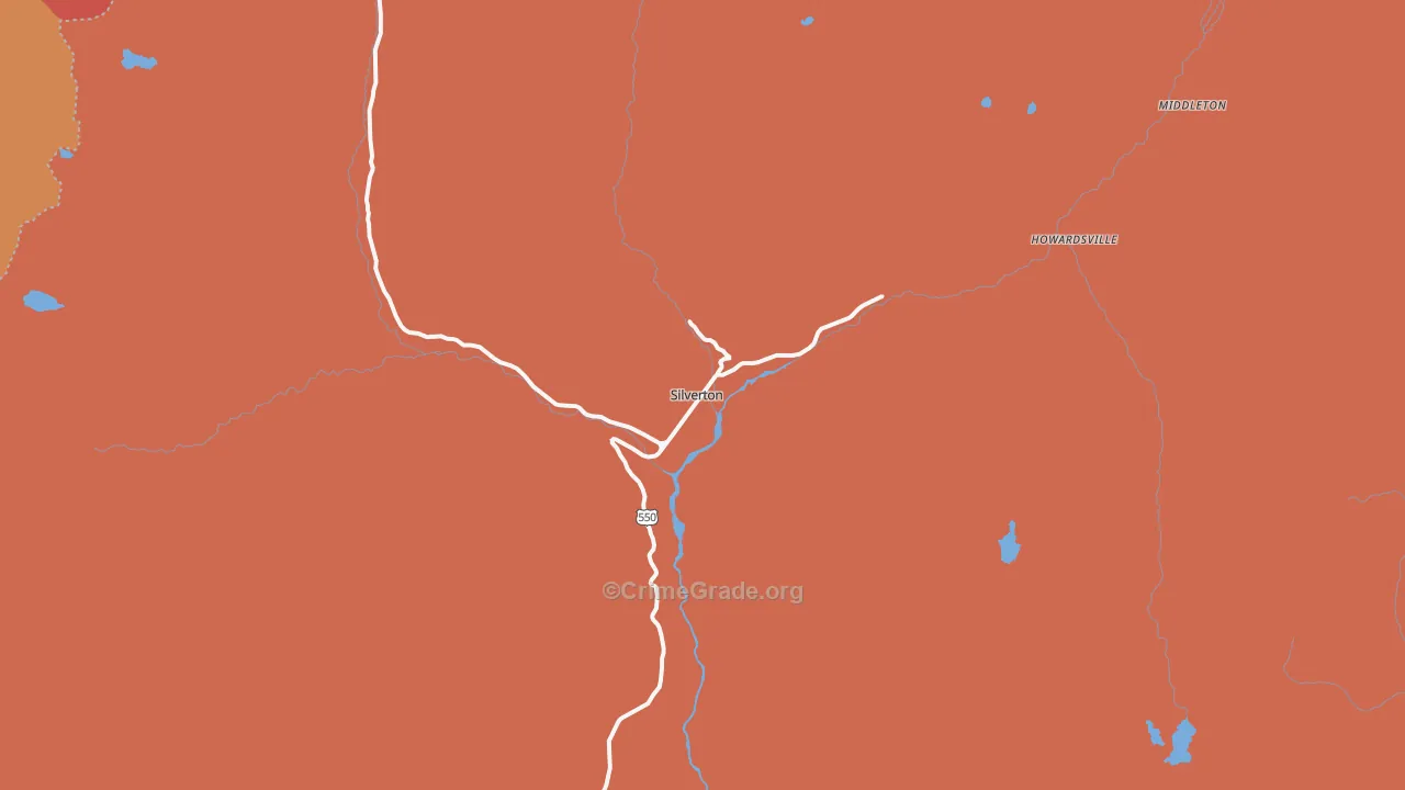 Silverton, CO Map of Burglary Rates