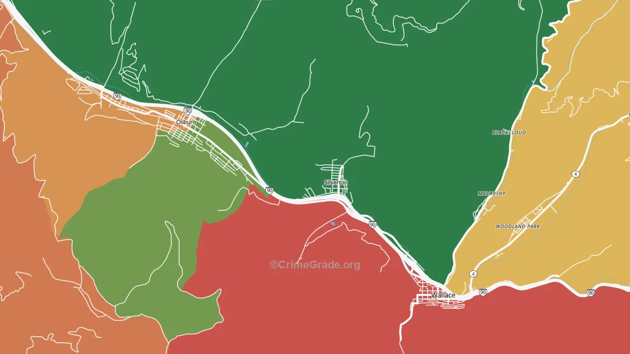 Silverton, ID Map of Burglary Rates