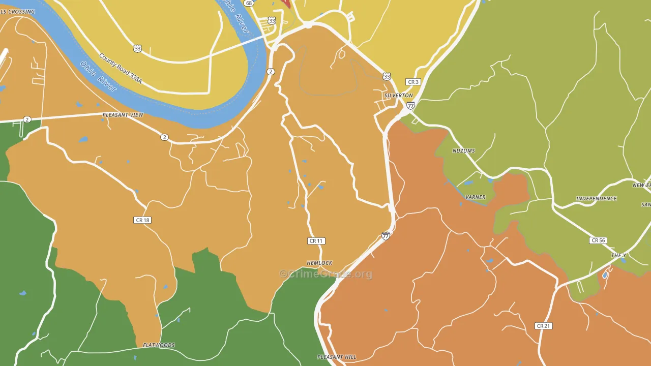 Silverton, WV Map of Burglary Rates
