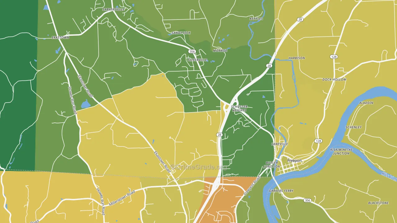 Silverville, PA Map of Burglary Rates