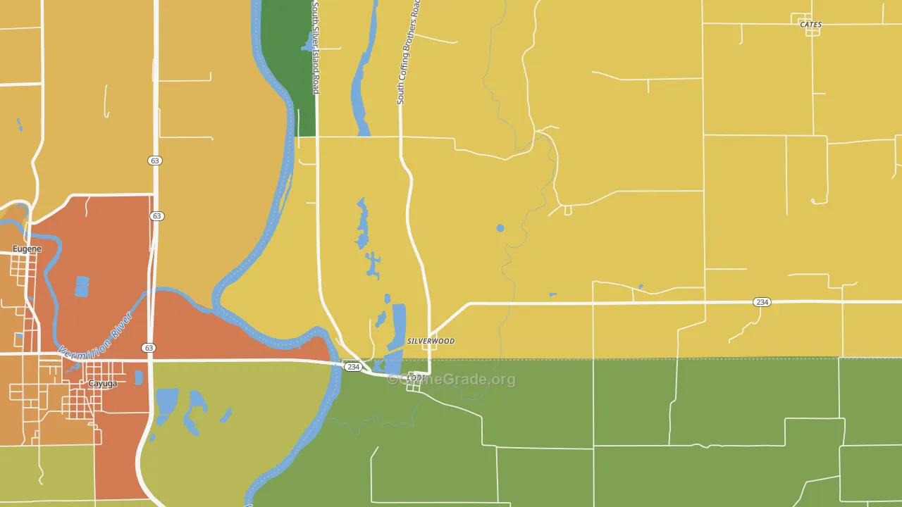 Silverwood, IN Map of Burglary Rates
