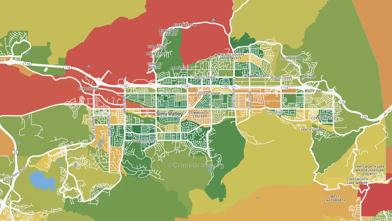 Simi Valley, CA Map of Burglary Rates