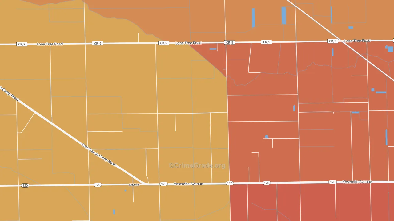 Simms, CA Map of Burglary Rates