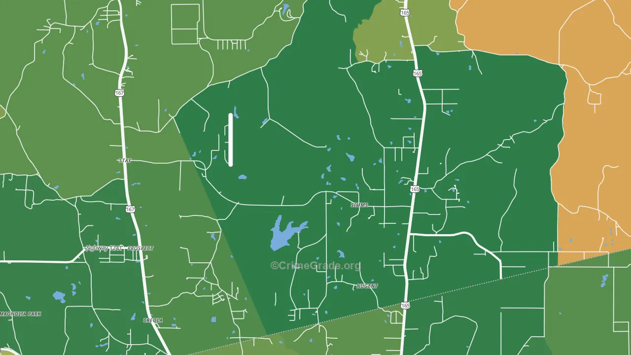 Simms, LA Map of Burglary Rates