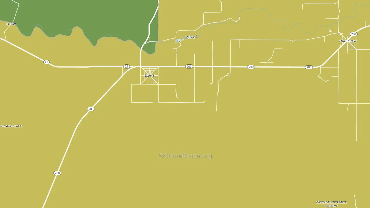 Simms, MT Map of Burglary Rates