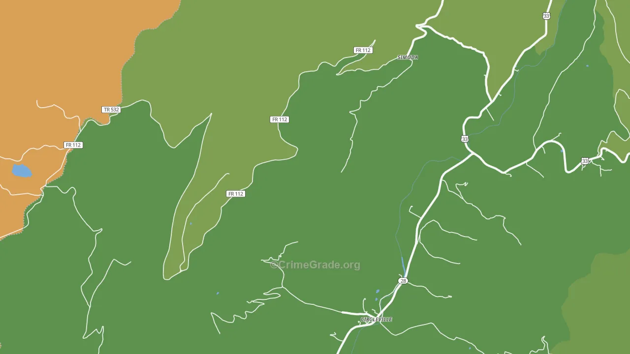 Simoda, WV Map of Burglary Rates