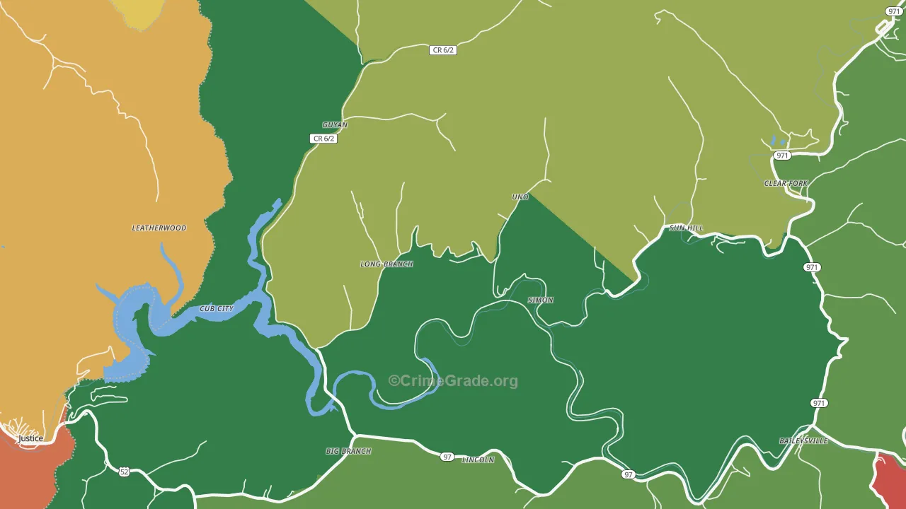 Simon, WV Map of Burglary Rates
