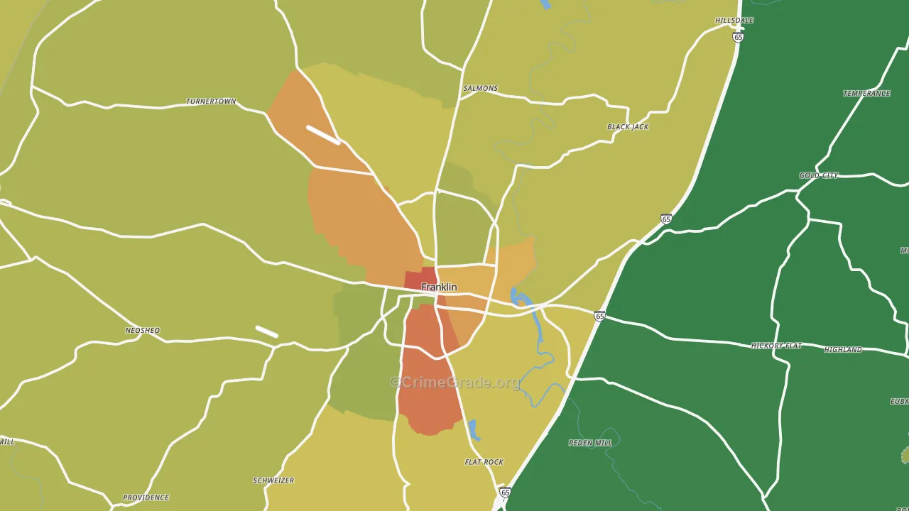Simpson County, KY Map of Burglary Rates