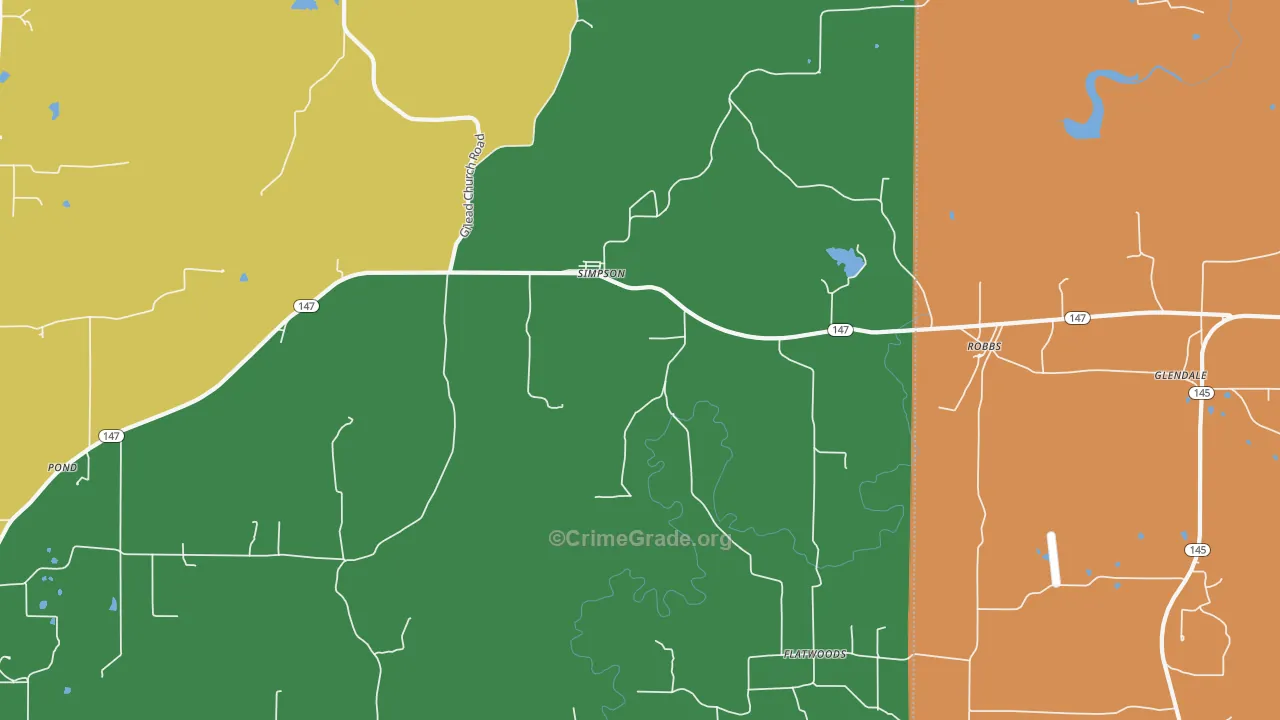 Simpson, IL Map of Burglary Rates
