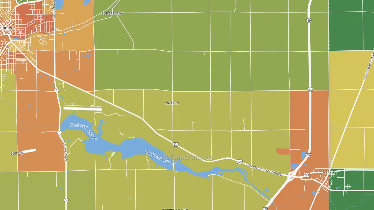 Simpson, IN Map of Burglary Rates