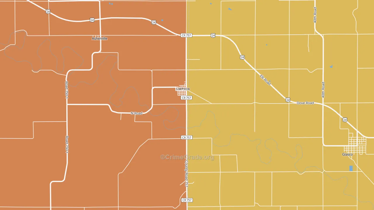 Simpson, KS Map of Burglary Rates