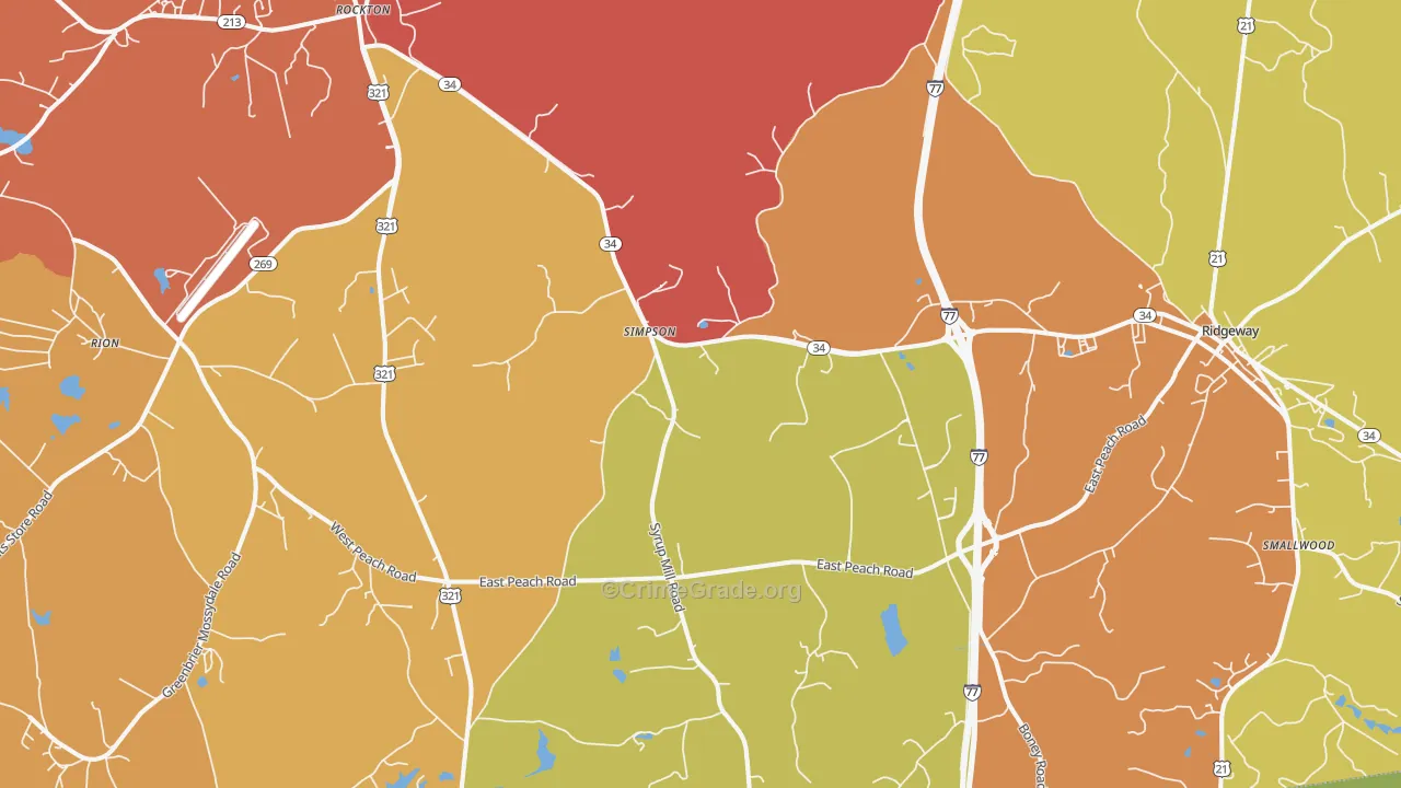 Simpson, SC Map of Burglary Rates