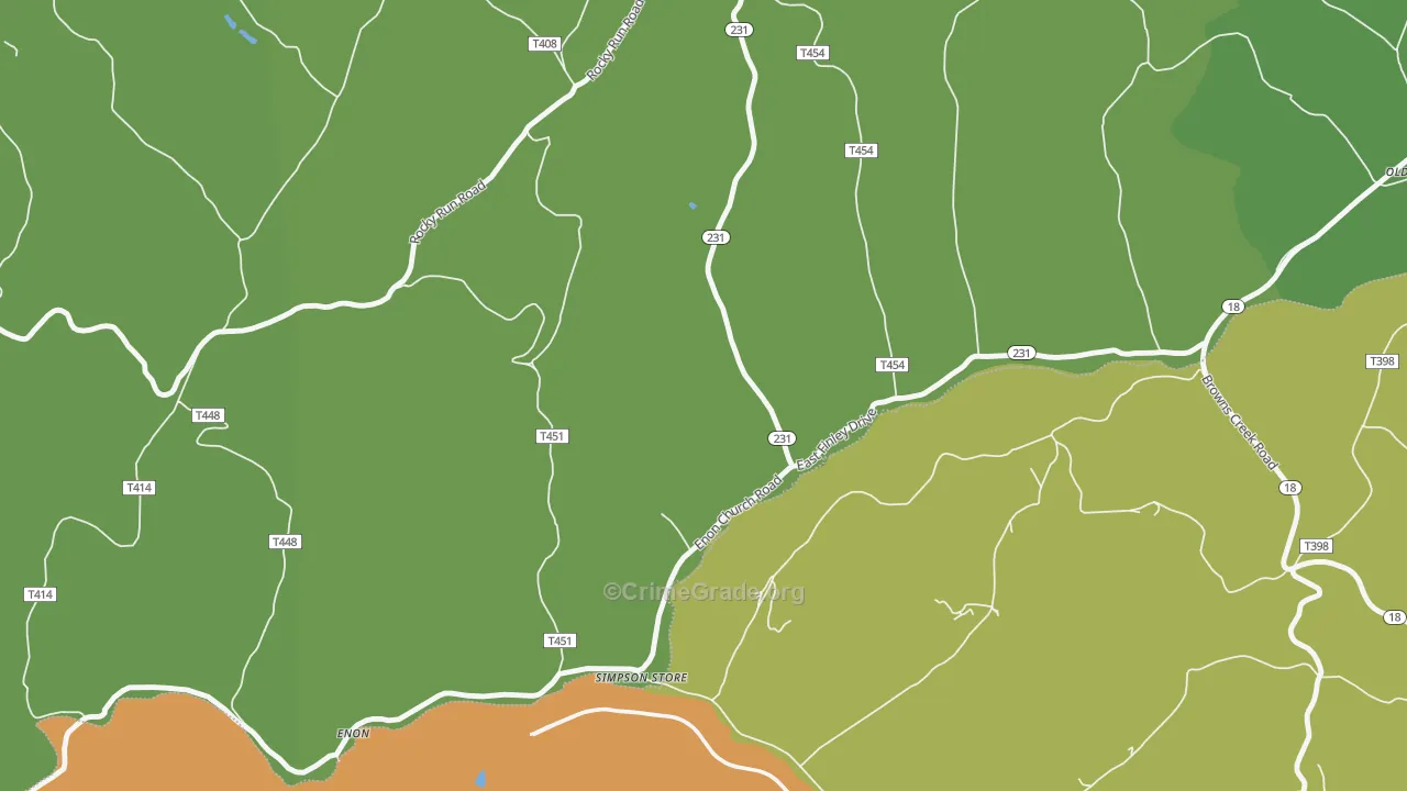 Simpson Store, PA Map of Burglary Rates
