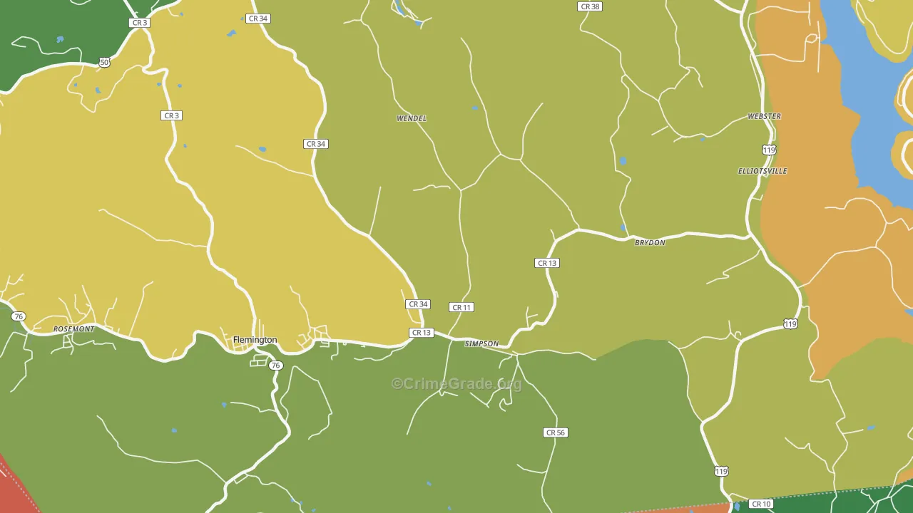 Simpson, WV Map of Burglary Rates