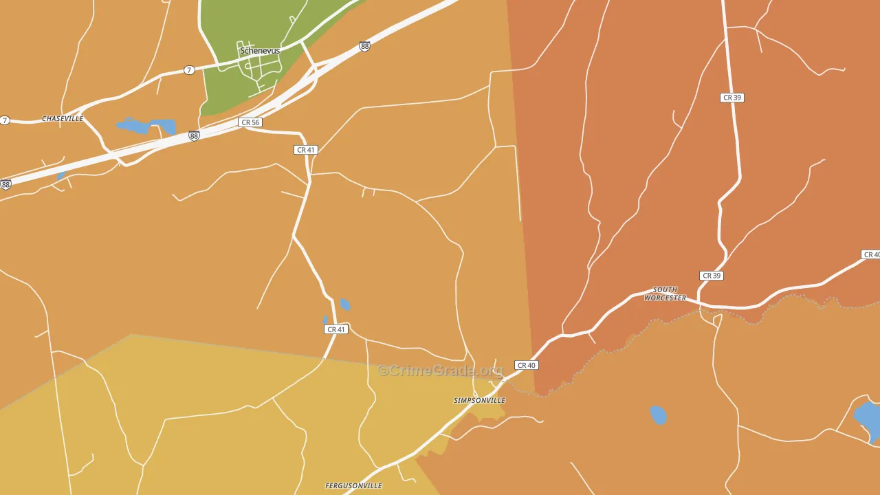 Simpsonville, NY Map of Burglary Rates