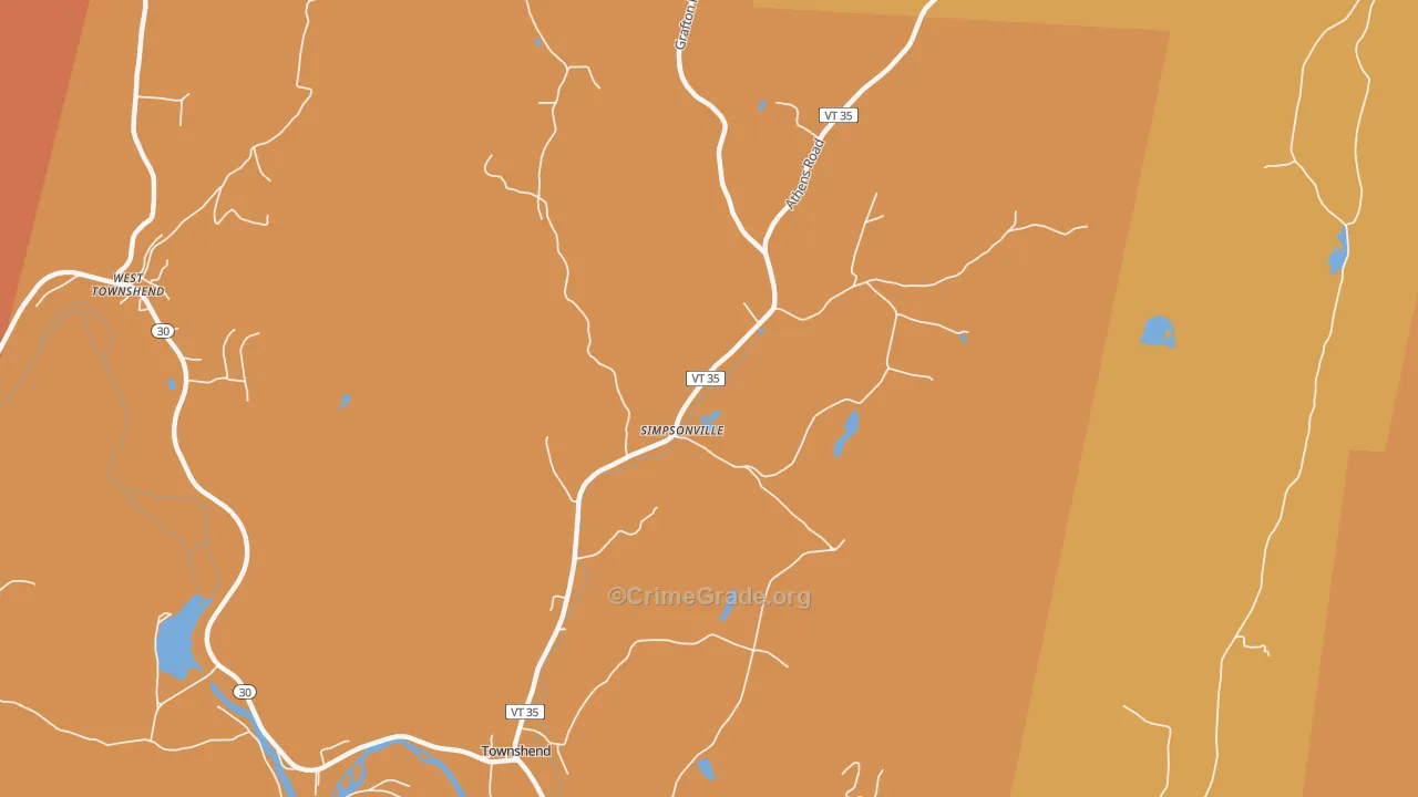 Simpsonville, VT Map of Burglary Rates