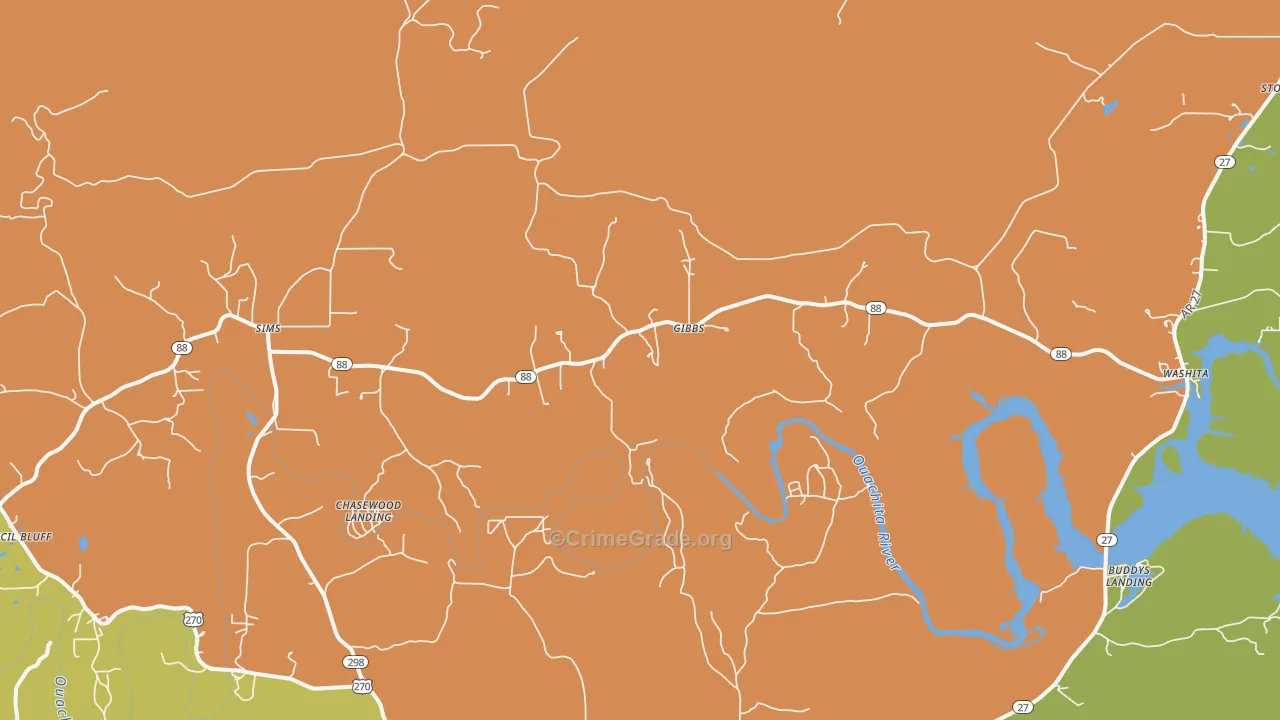 Sims, AR Map of Burglary Rates
