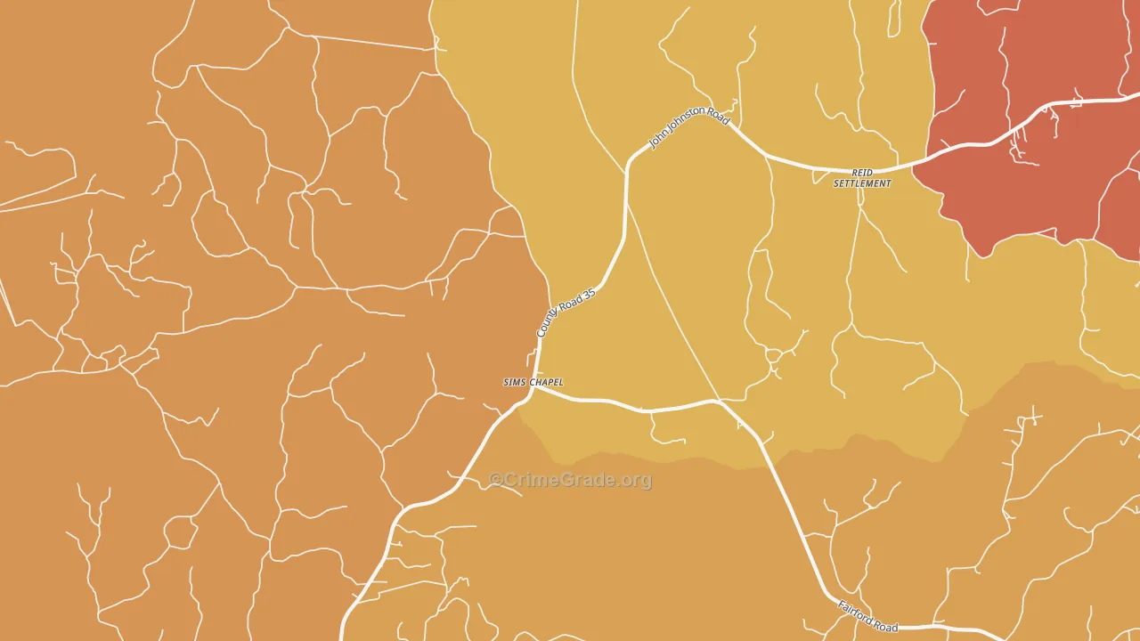 Sims Chapel, AL Map of Burglary Rates