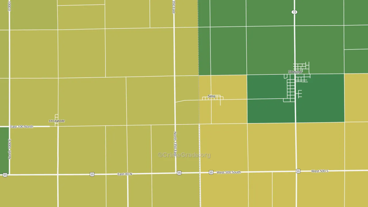 Sims, IN Map of Burglary Rates