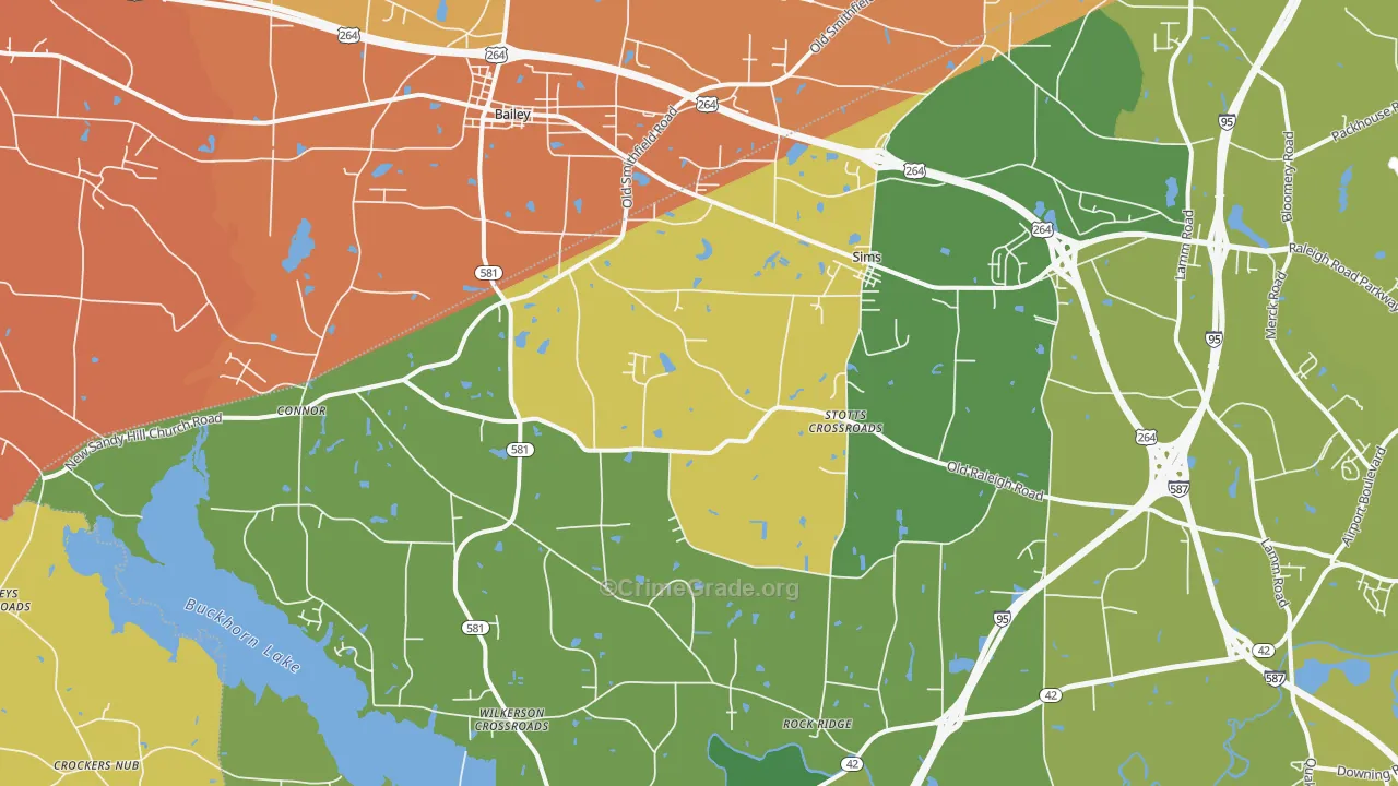Sims, NC Map of Burglary Rates