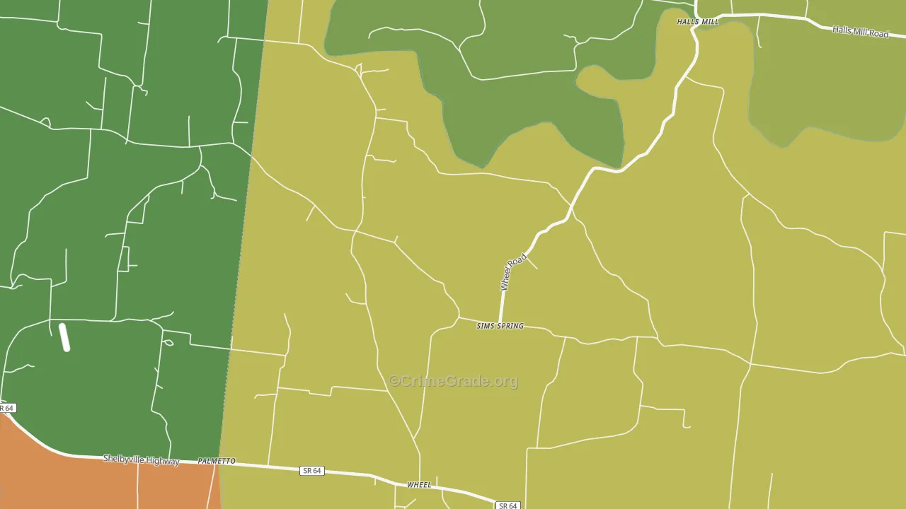 Sims Spring, TN Map of Burglary Rates