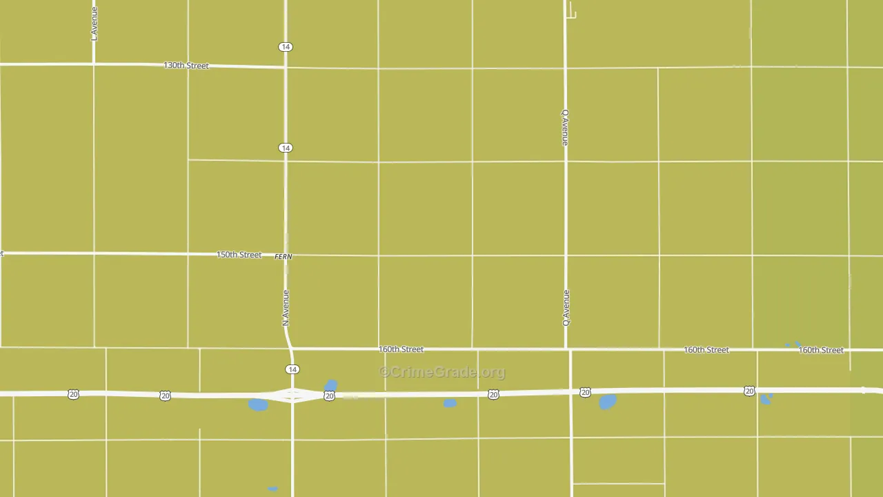 Sinclair, IA Map of Burglary Rates