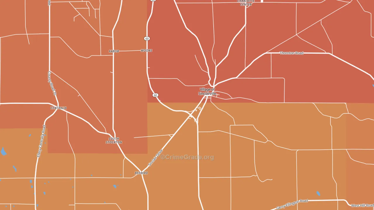Sinclairville, NY Map of Burglary Rates