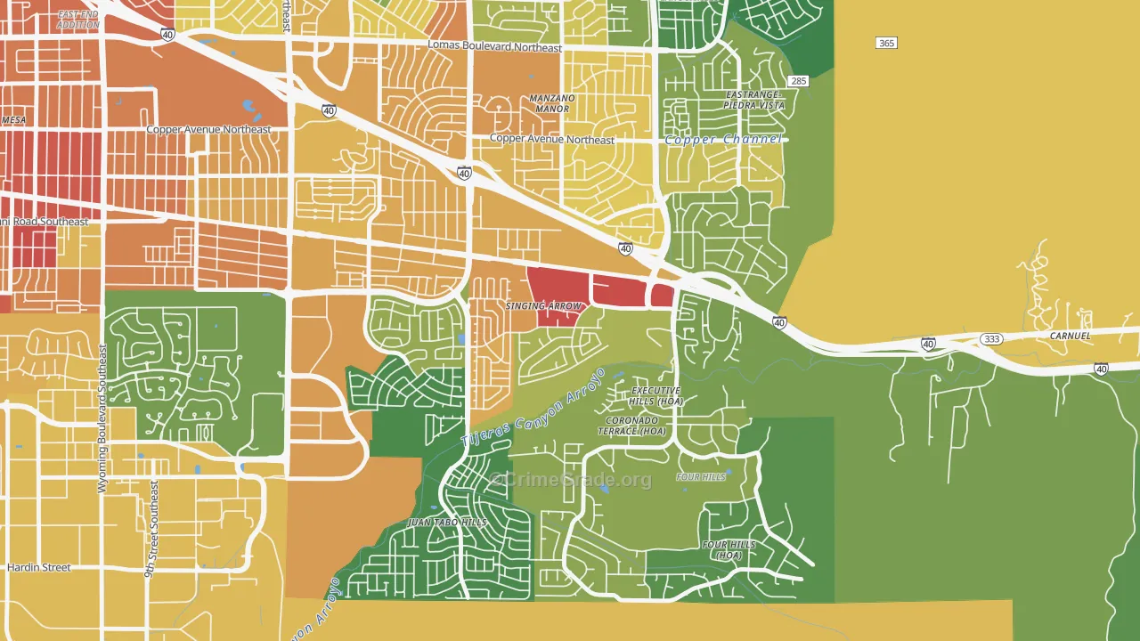Singing Arrow, Albuquerque, NM Map of Burglary Rates