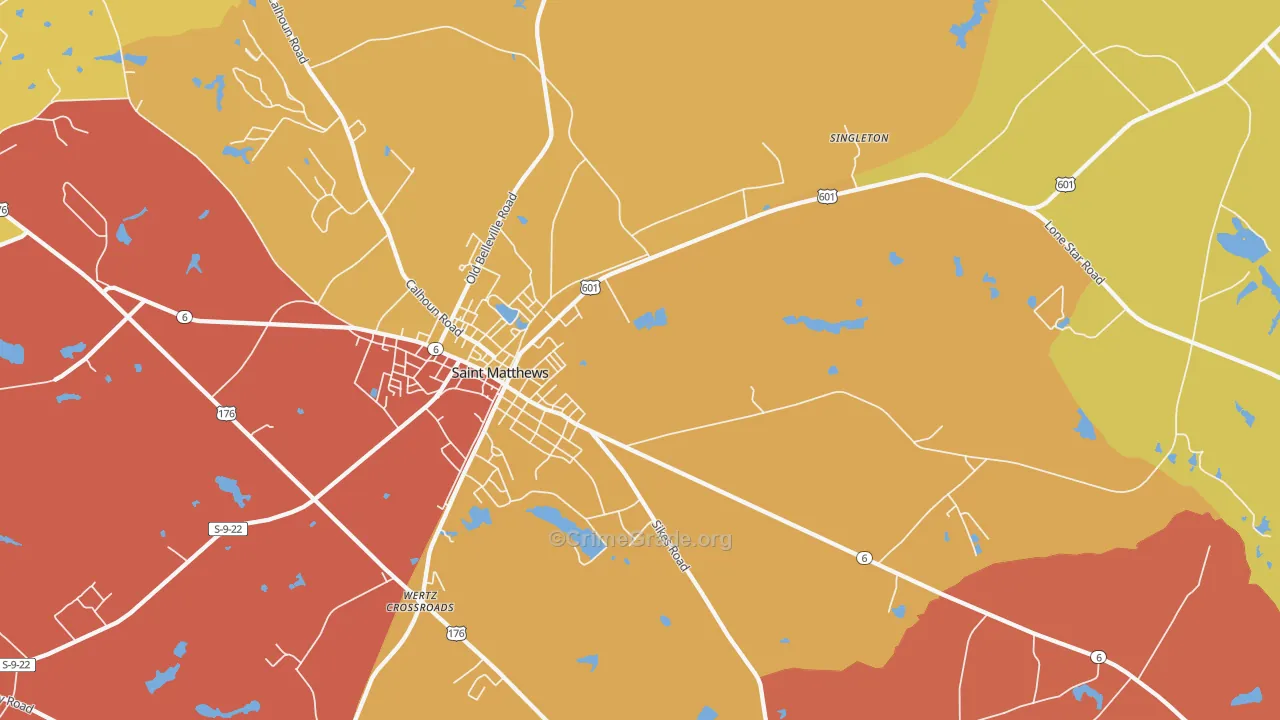 Singleton, SC Map of Burglary Rates
