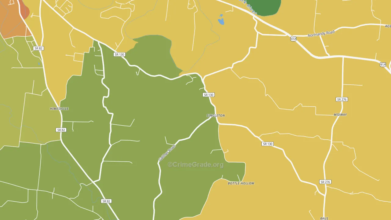 Singleton, TN Map of Burglary Rates