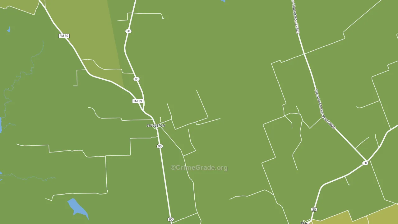 Singleton, TX Map of Burglary Rates