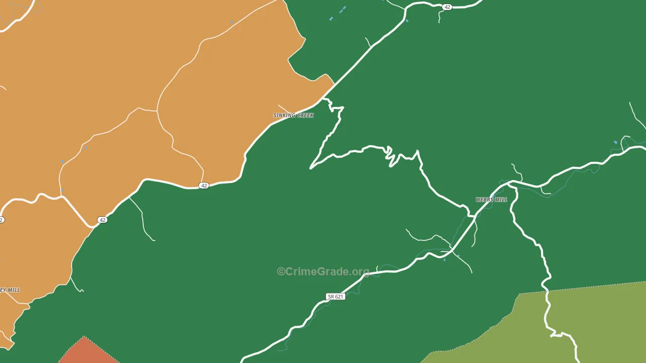 Sinking Creek, VA Map of Burglary Rates