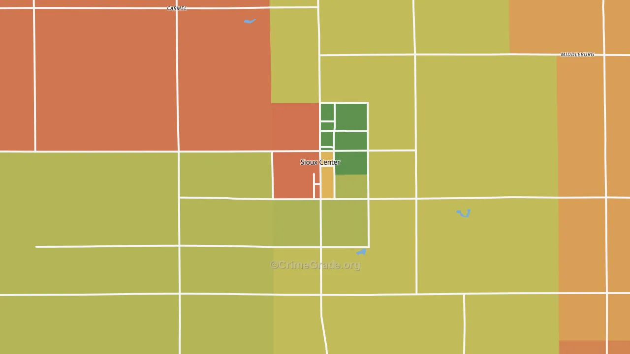 Sioux Center, IA Map of Burglary Rates