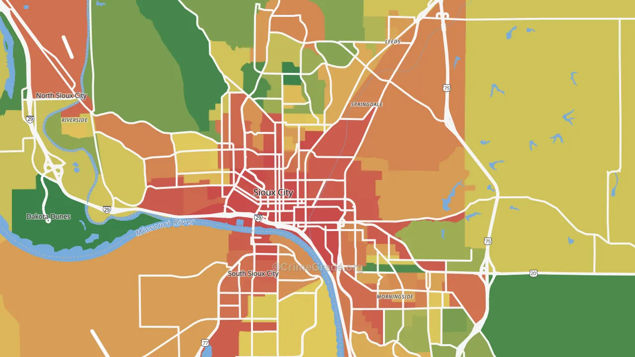 Sioux City, IA Map of Burglary Rates