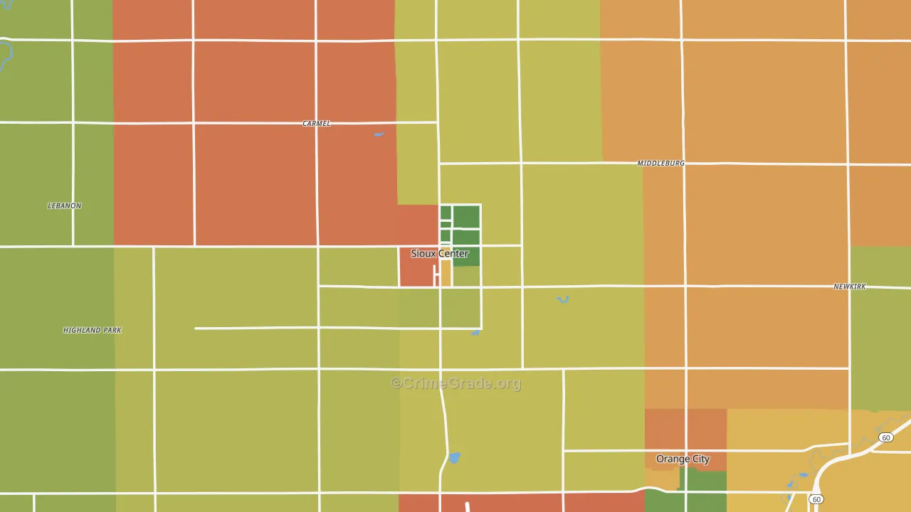 Sioux County, IA Map of Burglary Rates
