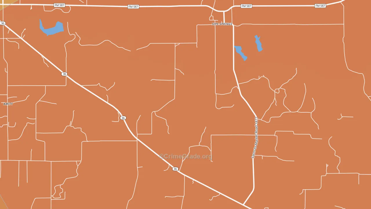 Sipe Springs, TX Map of Burglary Rates