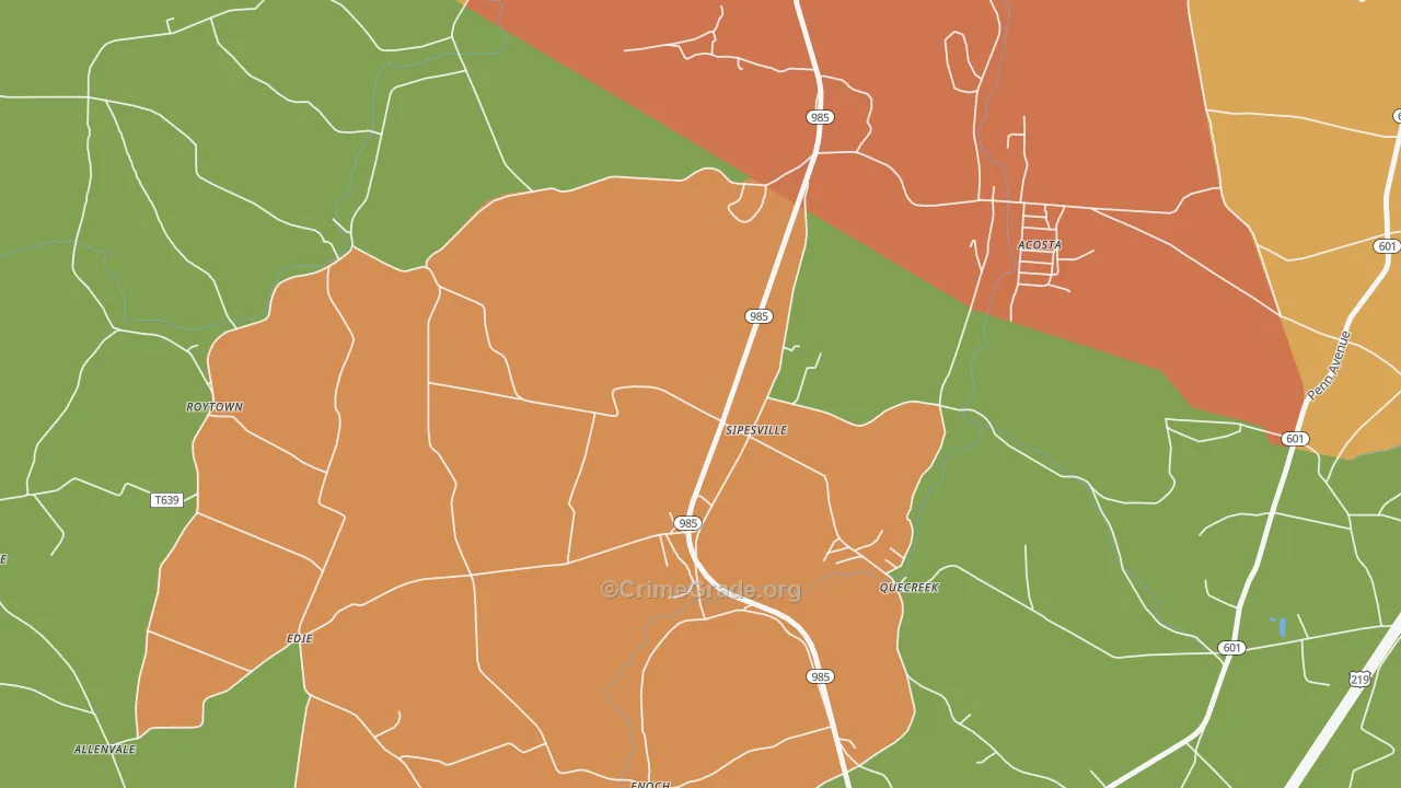 Sipesville, PA Map of Burglary Rates