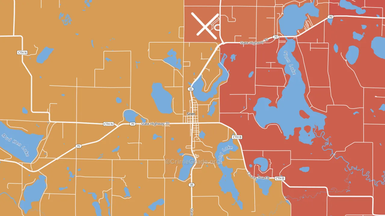 Siren, WI Map of Burglary Rates
