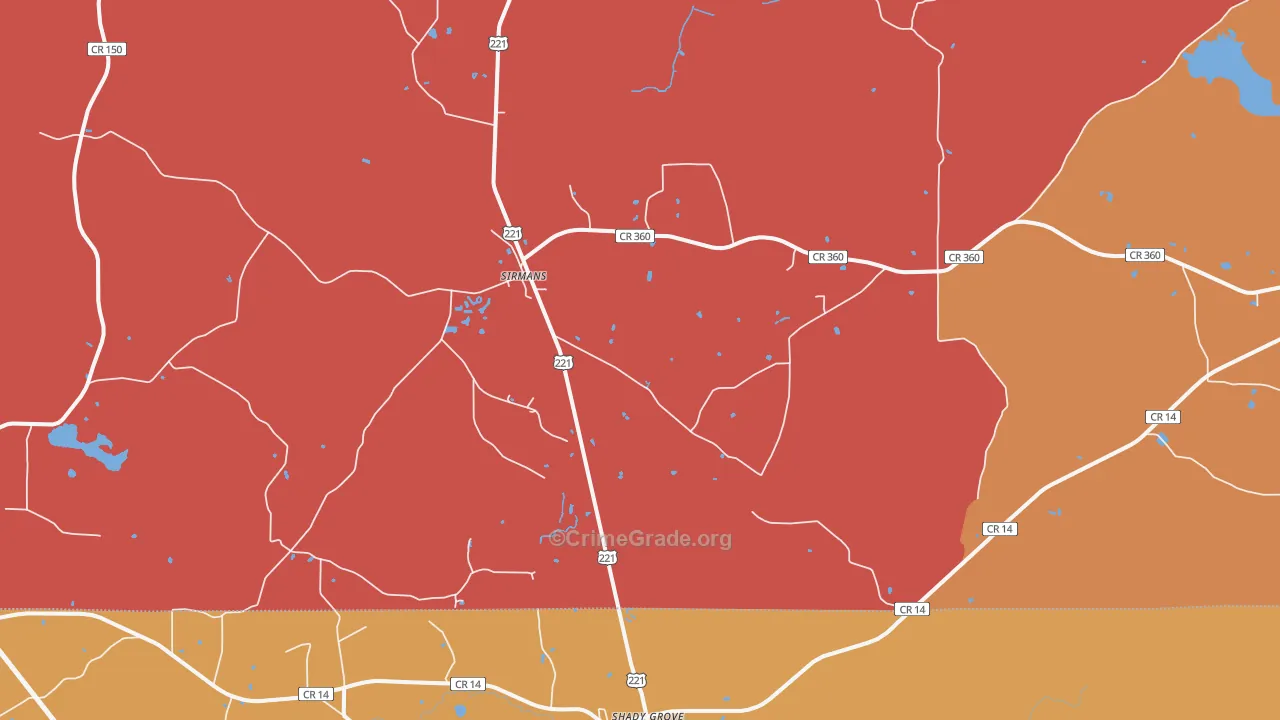 Sirmans, FL Map of Burglary Rates