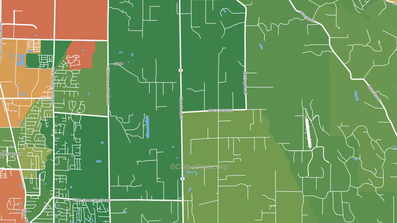 Sisco Heights, WA Map of Burglary Rates