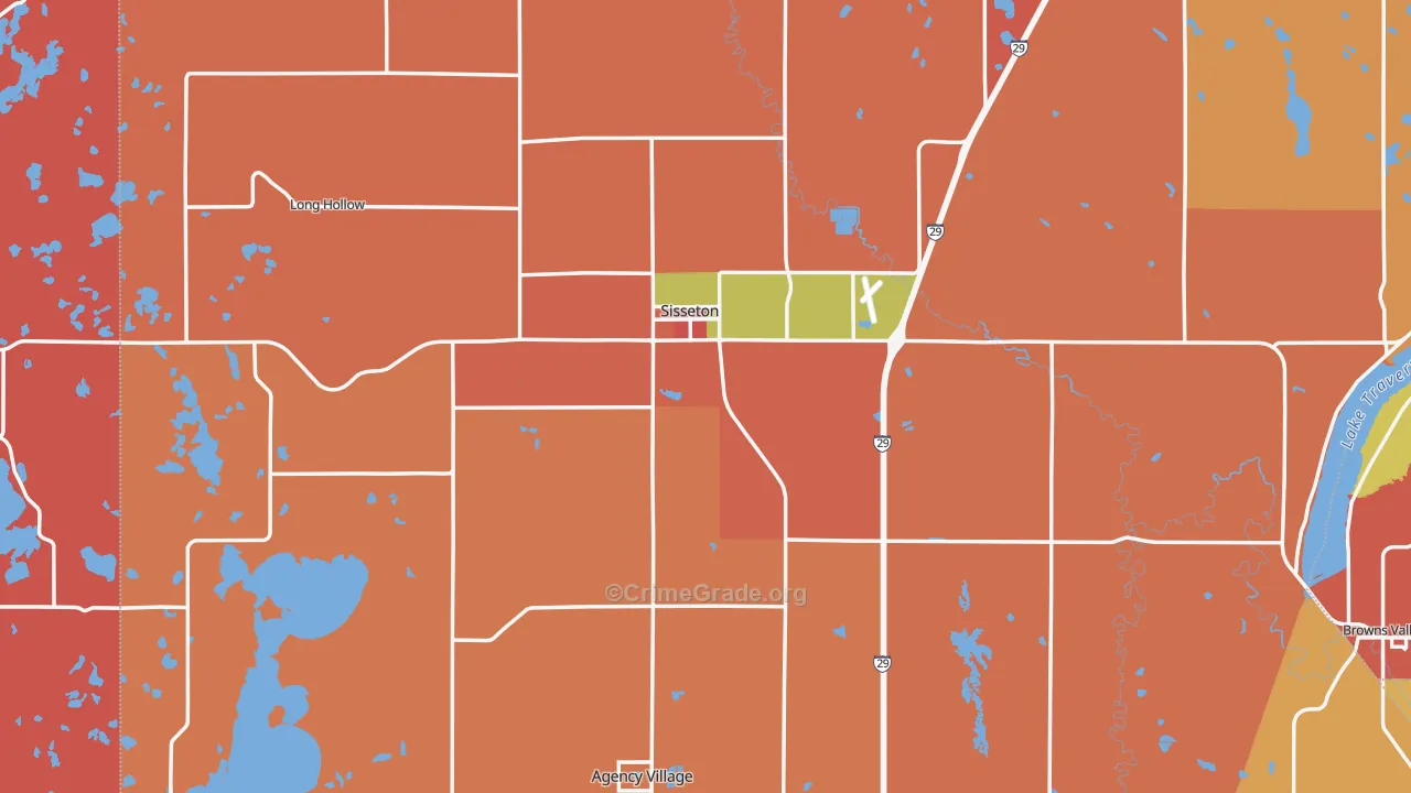 Sisseton, SD Map of Burglary Rates