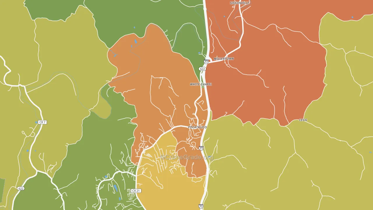 Sissonville, WV Map of Burglary Rates
