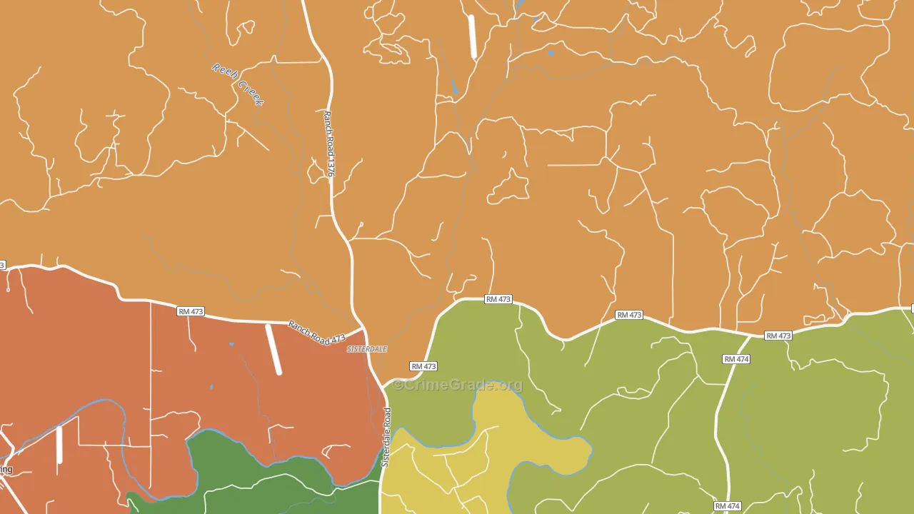 Sisterdale, TX Map of Burglary Rates