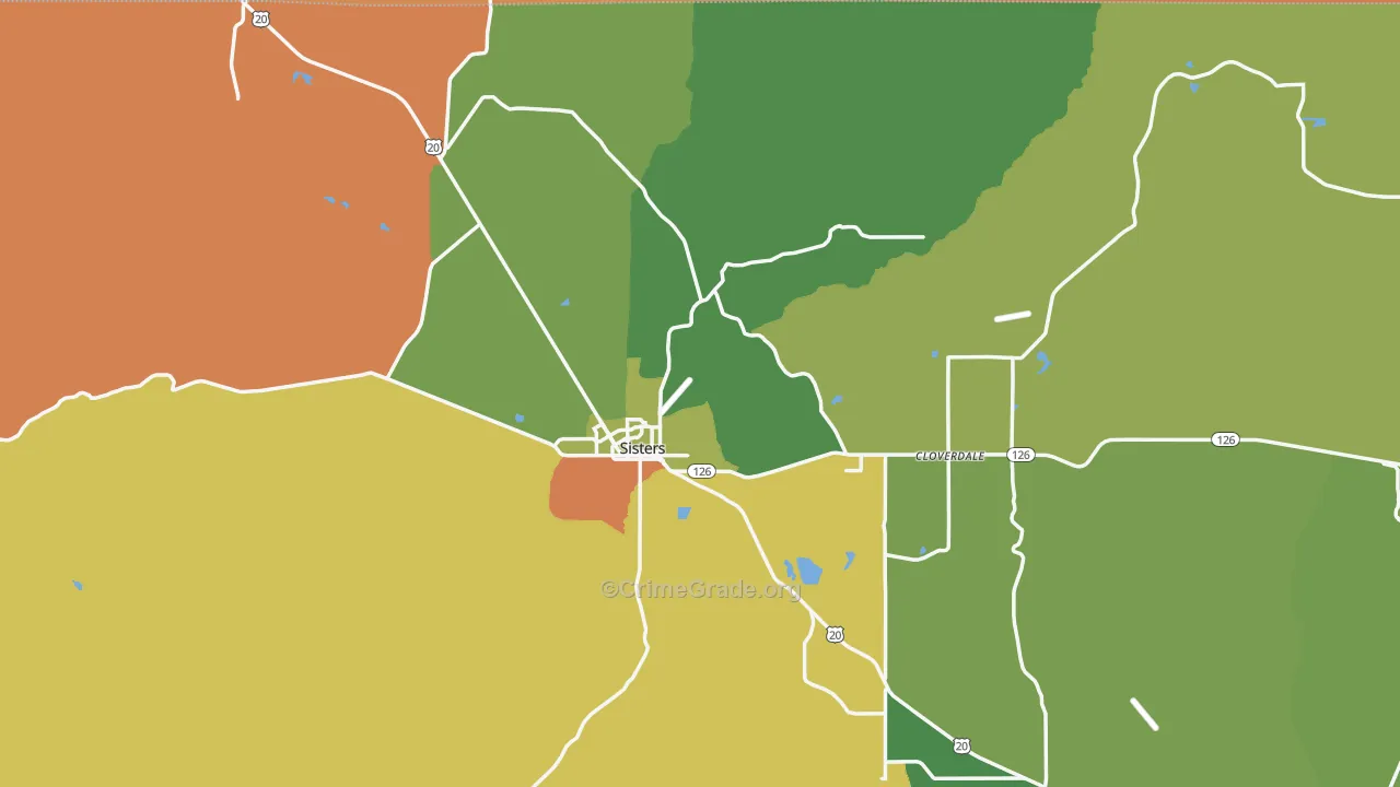Sisters, OR Map of Burglary Rates